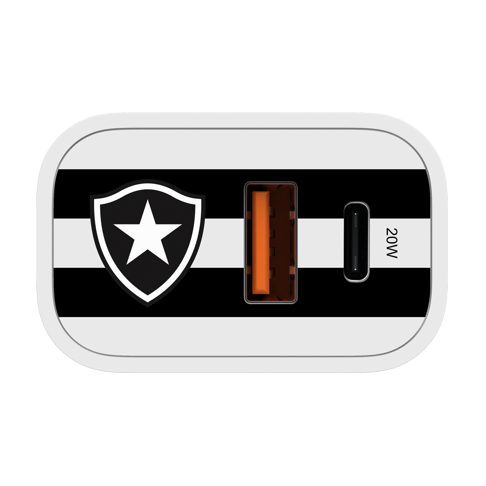 Carregador Turbo 1 USB 1 Tipo-C 20W Branco - Botafogo