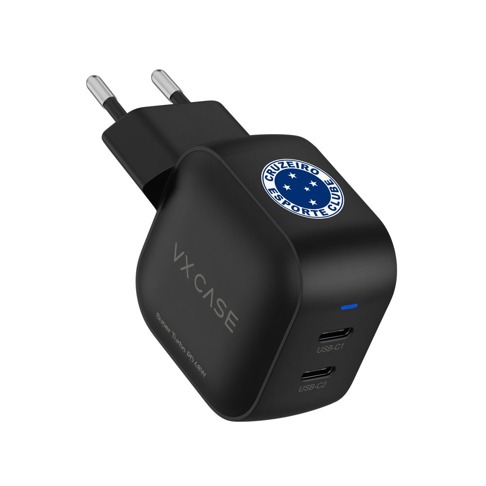Adaptador de Carga Turbo 48W 2 Tipo-C Striker Preto - Cruzeiro
