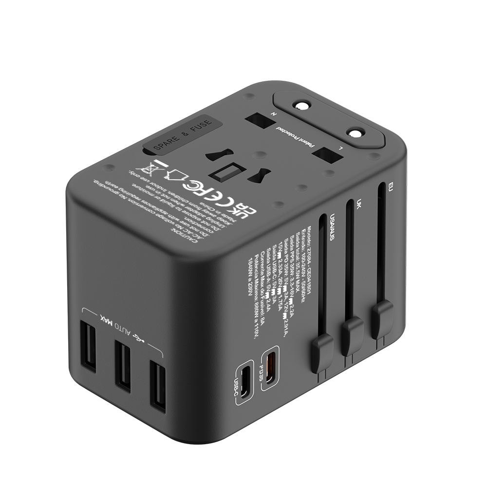 Adaptador Universal de Tomadas 3 USB e 2 Type-C - Santa Cruz