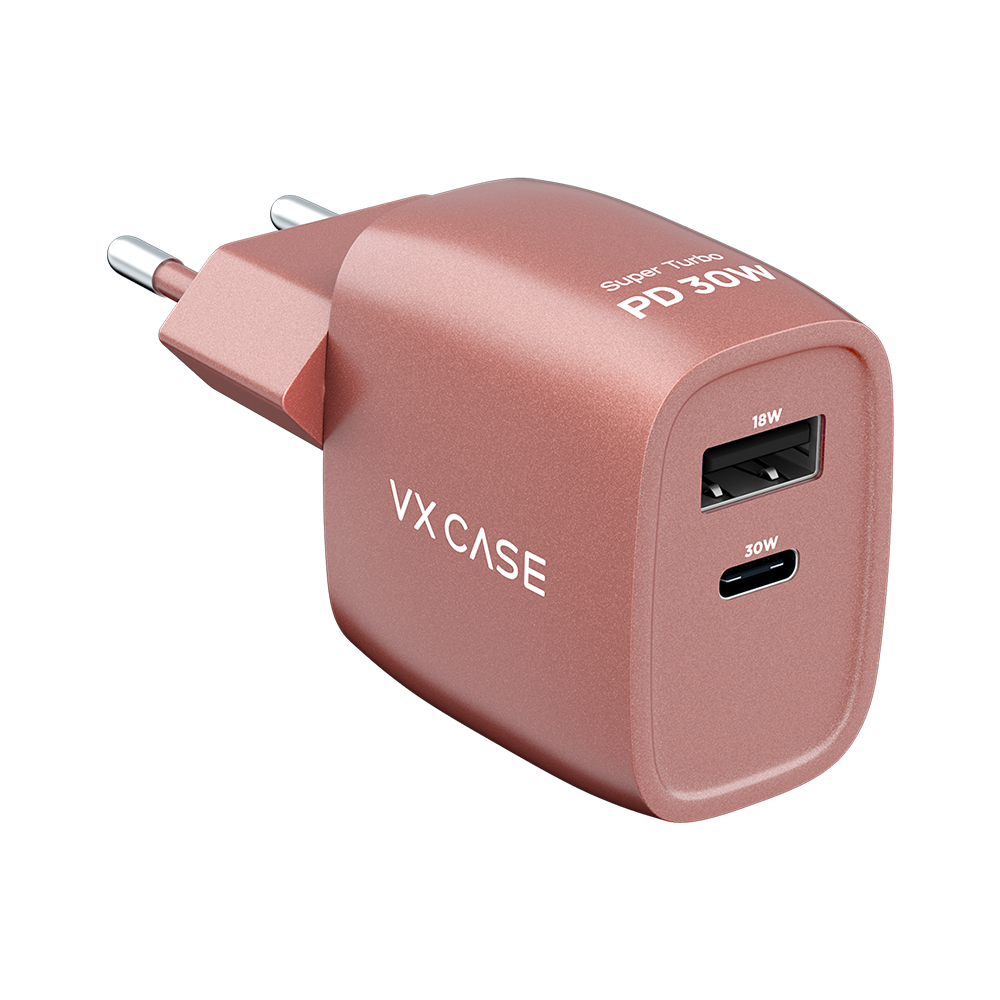 Carregador Turbo PD 30W com 1 porta USB e 1 Tipo-C - Mini Boost VX Case