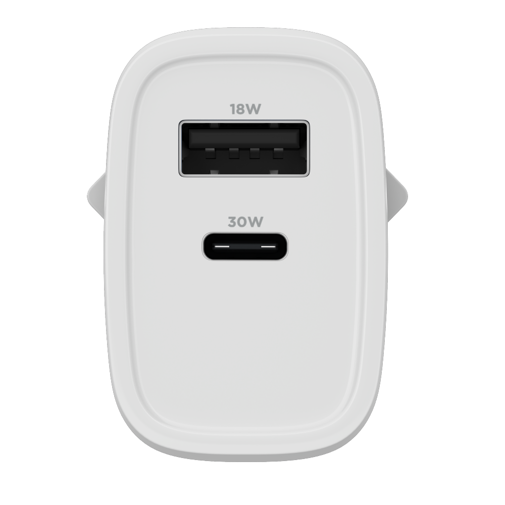 Carregador Turbo PD 30W com 1 porta USB e 1 Tipo-C - Mini Boost VX Case