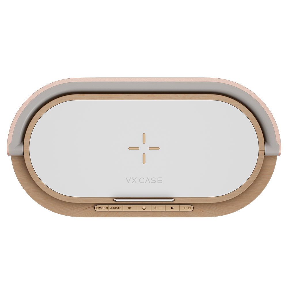 Clock Charger Pro 15W VX Case - Bege e Rosé Gold