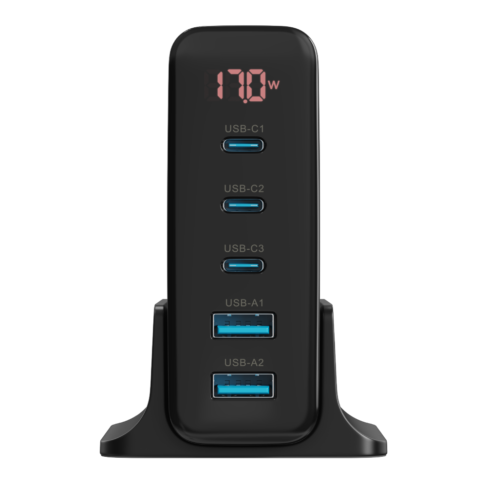 Carregador 5 em 1 Ultra Turbo 140W  3 USB-C e 2 USB-A Powerfull VX Case