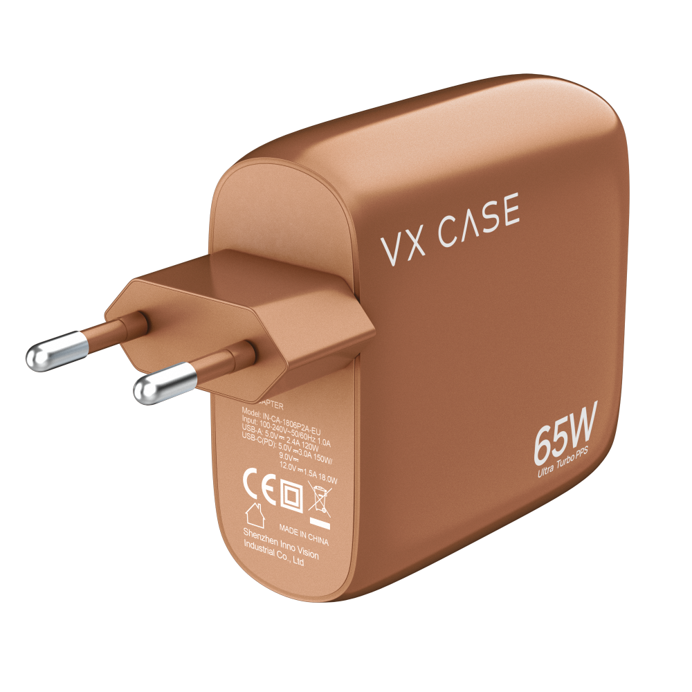 Carregador Turbo com 1 porta USB + 2 Tipo-C Turbo 65W