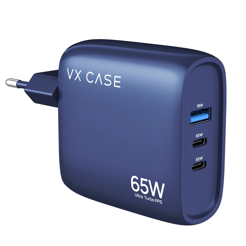 Carregador Turbo com 1 porta USB + 2 Tipo-C Turbo 65W