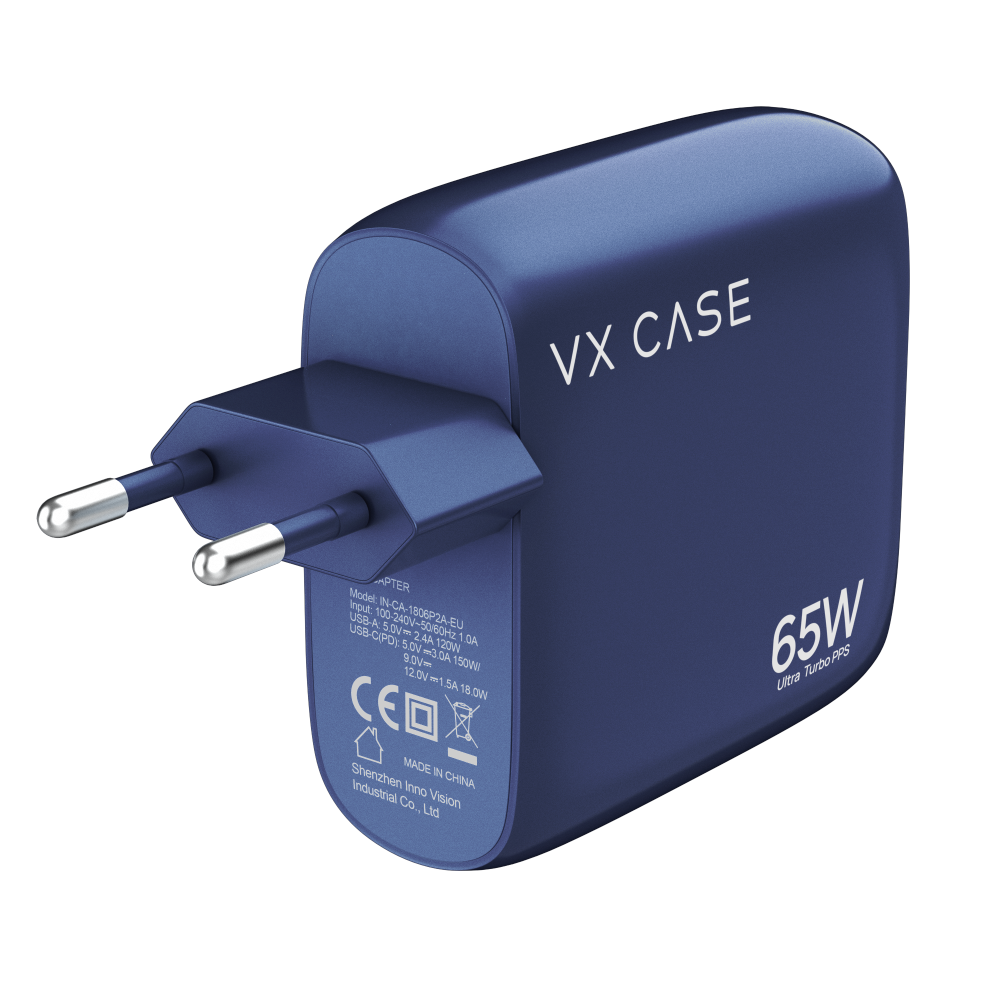 Carregador Turbo com 1 porta USB + 2 Tipo-C Turbo 65W