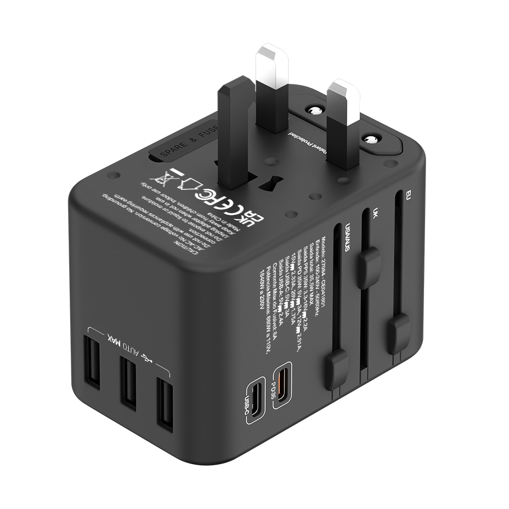 Adaptador Universal de Tomadas 3 USB e 2 Type-C - Fortaleza
