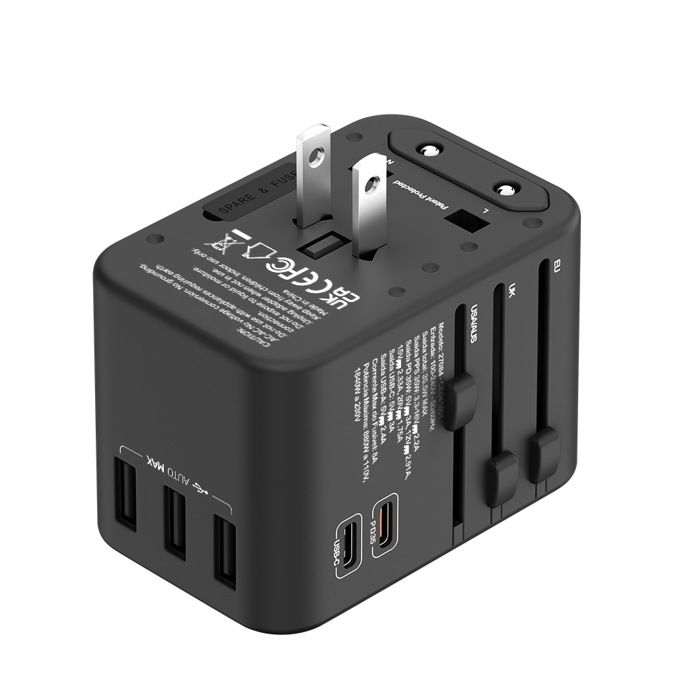 Adaptador Universal de Tomadas 3 USB e 2 Type-C - Fortaleza