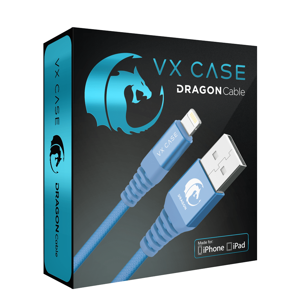 Cabo para iPhone/iPad USB Lightning MFI Dragon 1,20m VX Case Azul