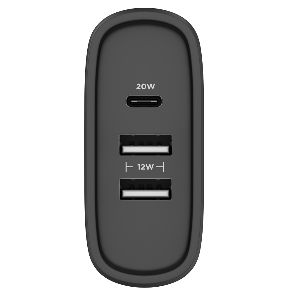 Carregador Turbo 32W com 2 USB e 1 Tipo-C Preto Fosco - Botafogo