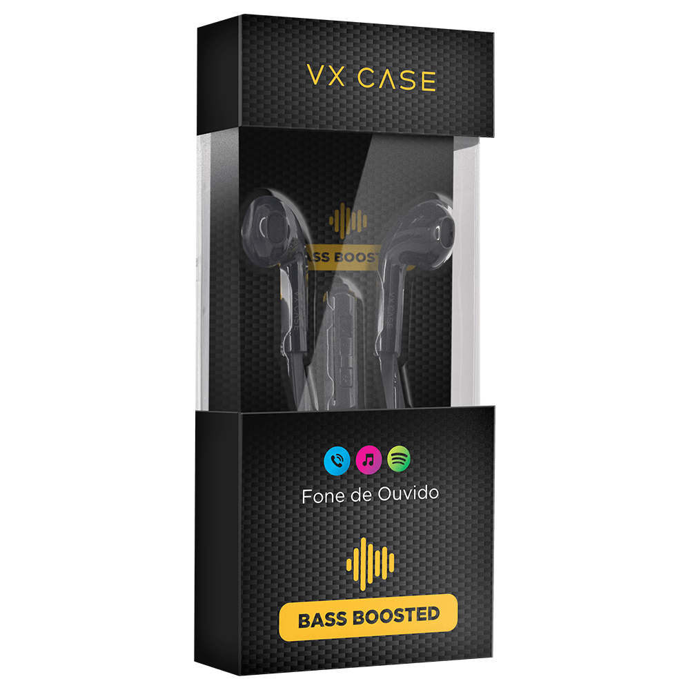Fones de Ouvido P2 Stereo Super Bass VX Case Preto