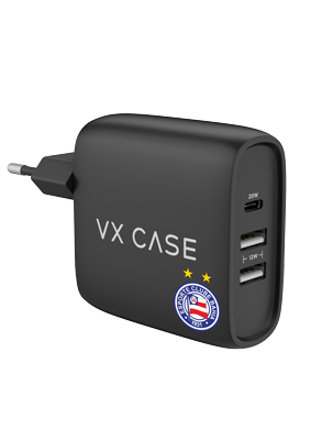 Carregador Turbo 32W com 2 USB e 1 Tipo-C Preto Fosco - Bahia