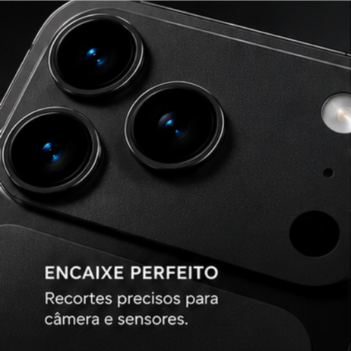 Película Adesiva Preto para iPhone 18 17 16 15 14 13 12 Pro